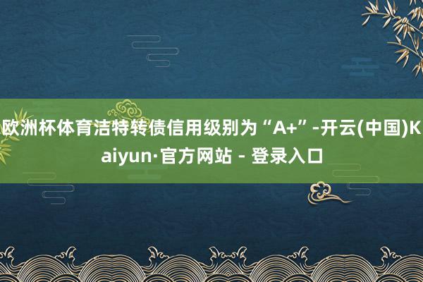 欧洲杯体育洁特转债信用级别为“A+”-开云(中国)Kaiyun·官方网站 - 登录入口