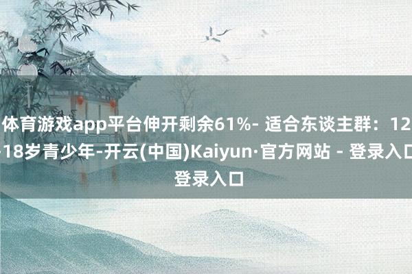 体育游戏app平台伸开剩余61%- 适合东谈主群：12-18岁青少年-开云(中国)Kaiyun·官方网站 - 登录入口