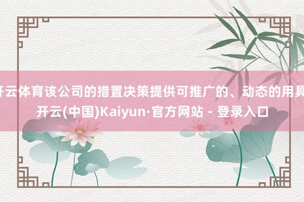开云体育该公司的措置决策提供可推广的、动态的用具-开云(中国)Kaiyun·官方网站 - 登录入口