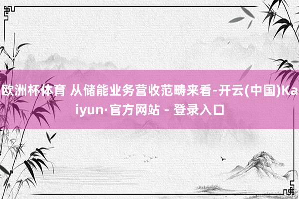 欧洲杯体育 从储能业务营收范畴来看-开云(中国)Kaiyun·官方网站 - 登录入口