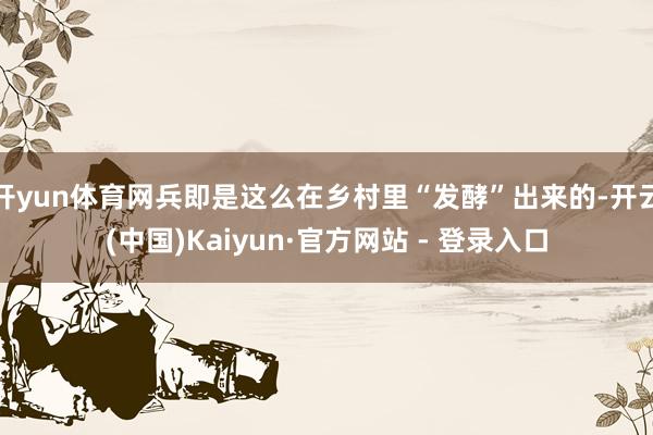 开yun体育网兵即是这么在乡村里“发酵”出来的-开云(中国)Kaiyun·官方网站 - 登录入口