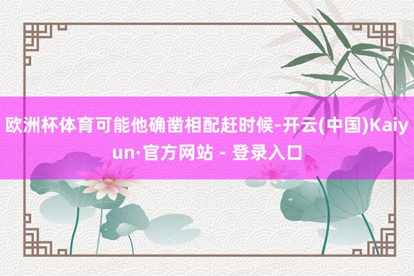 欧洲杯体育可能他确凿相配赶时候-开云(中国)Kaiyun·官方网站 - 登录入口